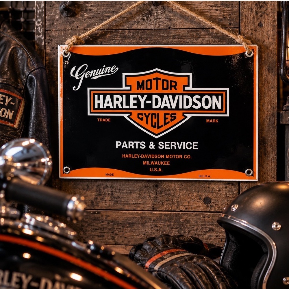 Harley-Davidson Parts & Service Metal Sign Hanging Garage Wall Decor 12x8 USA